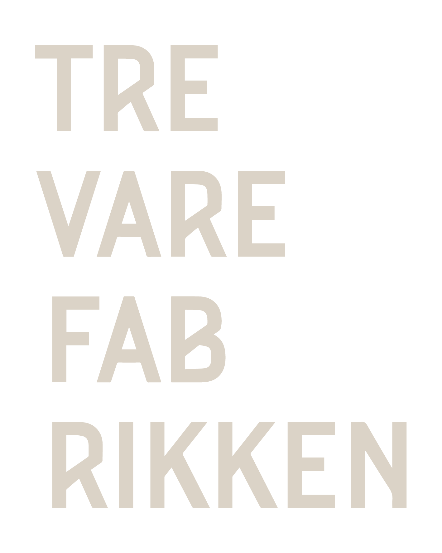 Logo i beige tekst til Trevarefabrikken i Henningsvær