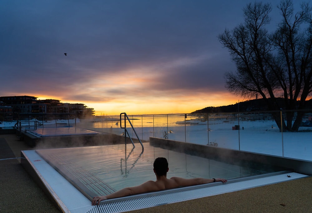 Aquarama utendørs om vinter i Kristiansand