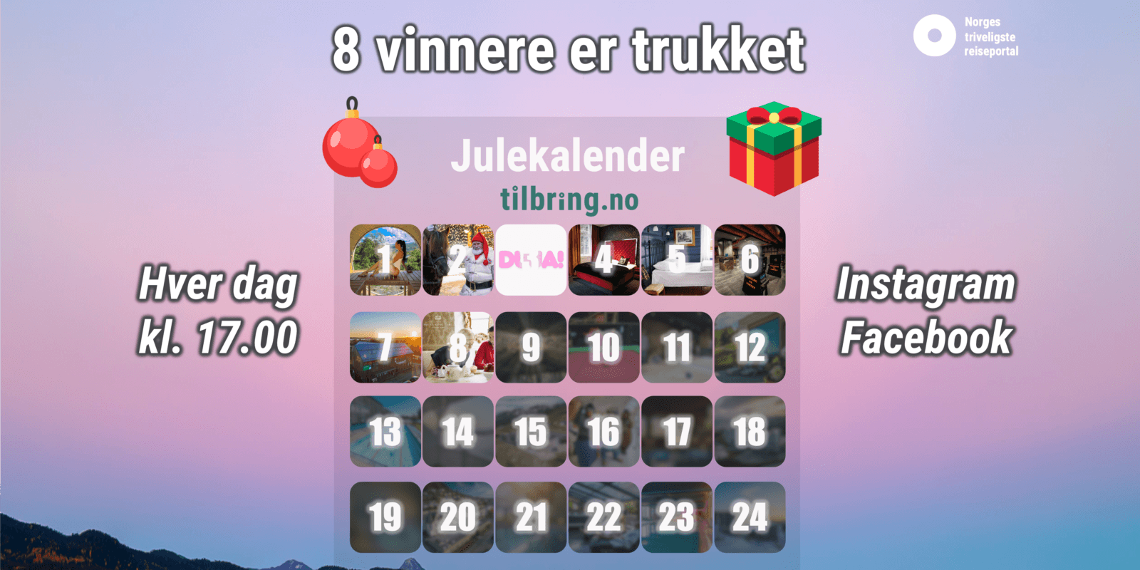 8 vinnere trukket i julekalender tilbring del 1