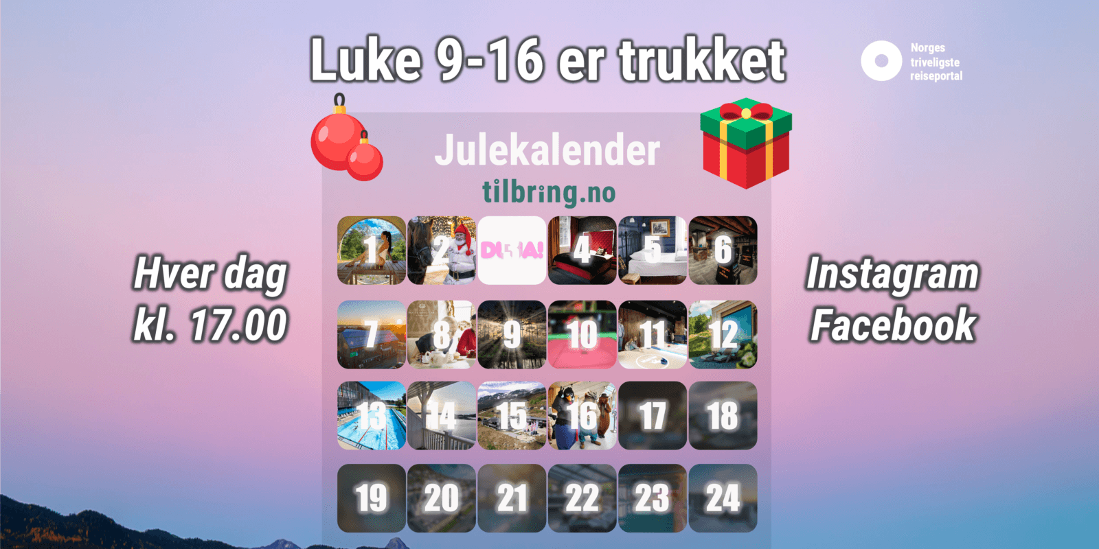 Julekalender vinnere konkurranse tilbring ferien i norge